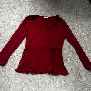 Maurices Deep Red Long Sleeve Blouse